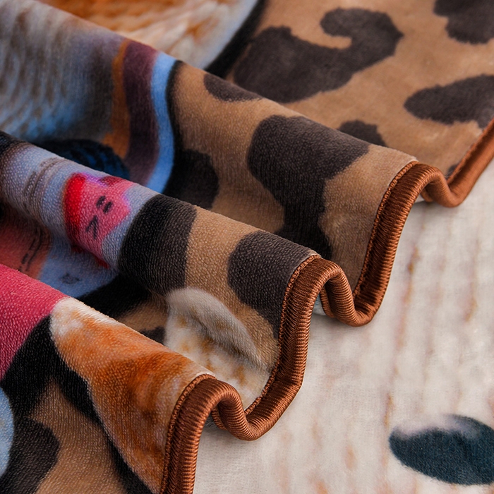 91家纺网 家纺一手货源 找家纺 妮恒美 2025新款牛奶绒印花床裙款四件套法莱绒四件套珊瑚金貂绒四件套 豹纹猫