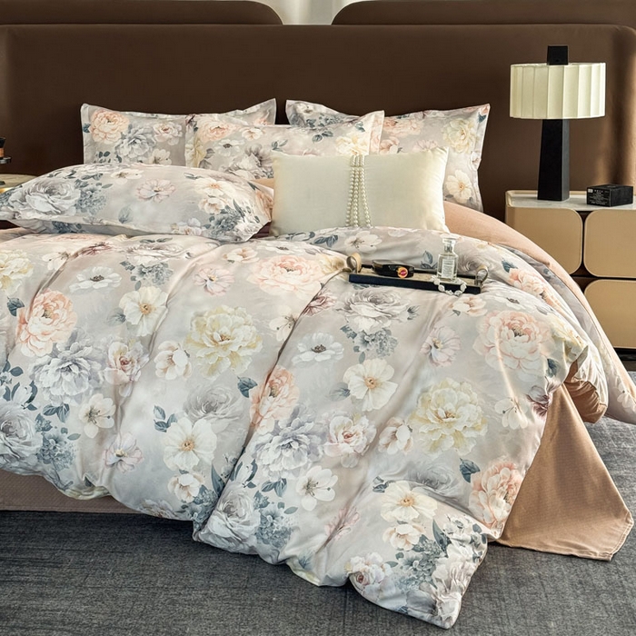 91家纺网 家纺一手货源 找家纺 桔禾家纺 2025新款田园花卉小清新直播加厚植物羊绒四件套高克重磨毛跨境四件套 大量现货 思叶情怀