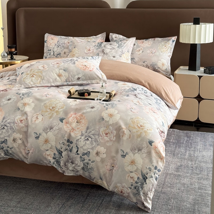 91家纺网 家纺一手货源 找家纺 桔禾家纺 2025新款田园花卉小清新直播加厚植物羊绒四件套高克重磨毛跨境四件套 大量现货 思叶情怀