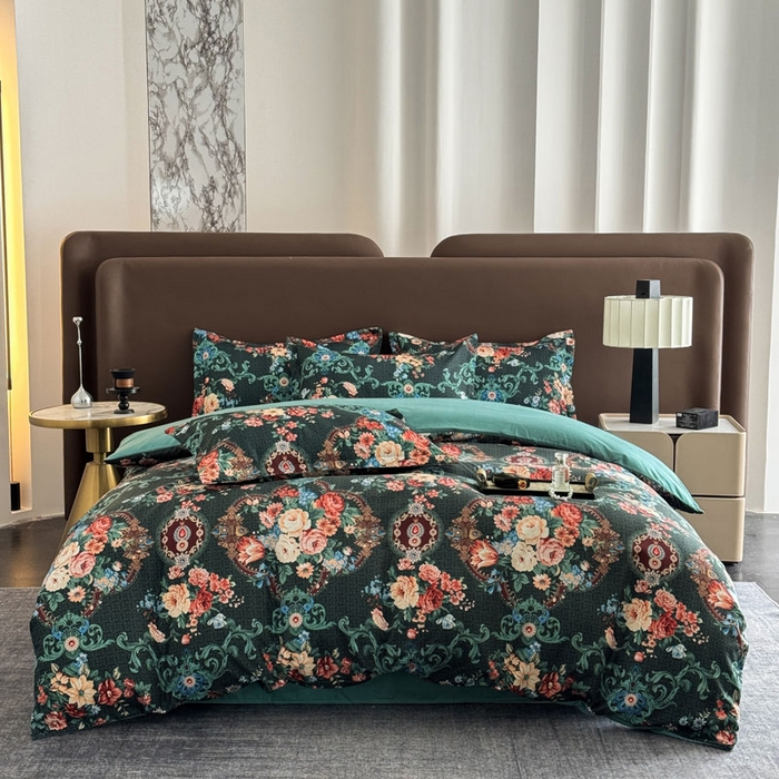 91家纺网 家纺一手货源 找家纺 桔禾家纺 2025新款田园花卉小清新直播加厚植物羊绒四件套高克重磨毛跨境四件套 大量现货 漫花语梦