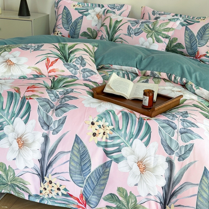 91家纺网 家纺一手货源 找家纺 桔禾家纺 2025新款田园花卉小清新直播加厚植物羊绒四件套高克重磨毛跨境四件套 大量现货 花涧如梦