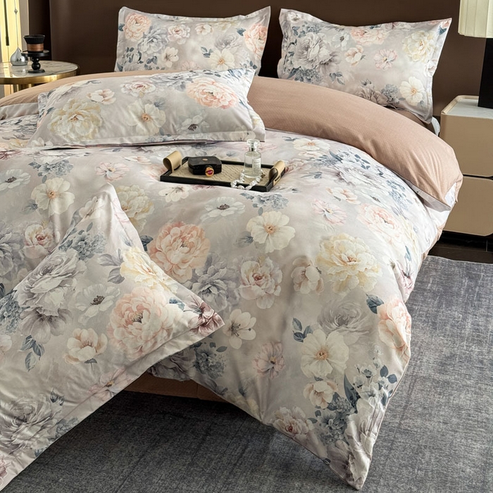 91家纺网 家纺一手货源 找家纺 桔禾家纺 2025新款田园花卉小清新直播加厚植物羊绒四件套高克重磨毛跨境四件套 大量现货 思叶情怀