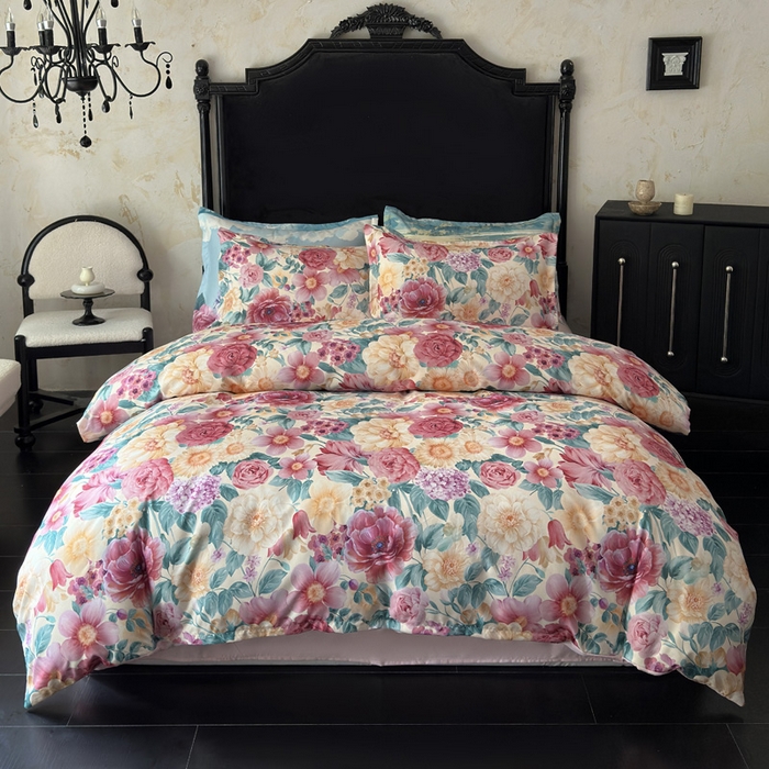 91家纺网 家纺一手货源 找家纺 桔禾家纺 2025新款田园花卉小清新直播加厚植物羊绒四件套高克重磨毛跨境四件套 大量现货 盛世牡丹