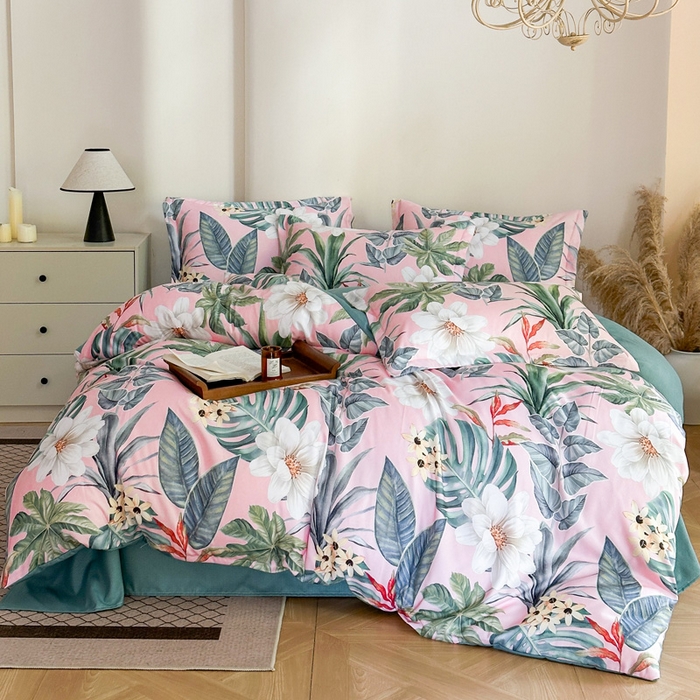 91家纺网 家纺一手货源 找家纺 桔禾家纺 2025新款田园花卉小清新直播加厚植物羊绒四件套高克重磨毛跨境四件套 大量现货 花涧如梦