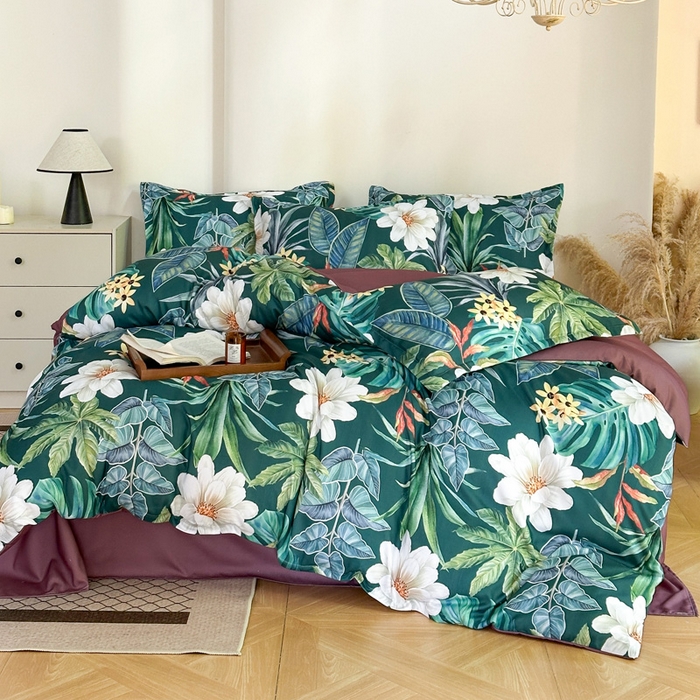 91家纺网 家纺一手货源 找家纺 桔禾家纺 2025新款田园花卉小清新直播加厚植物羊绒四件套高克重磨毛跨境四件套 大量现货 塞纳森遥