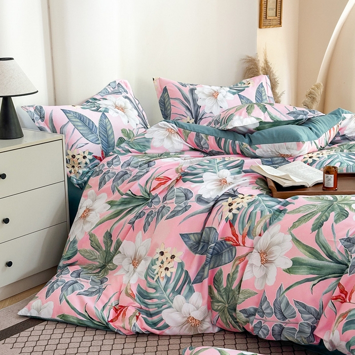 91家纺网 家纺一手货源 找家纺 桔禾家纺 2025新款田园花卉小清新直播加厚植物羊绒四件套高克重磨毛跨境四件套 大量现货 花涧如梦