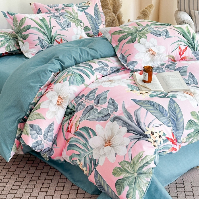 91家纺网 家纺一手货源 找家纺 桔禾家纺 2025新款田园花卉小清新直播加厚植物羊绒四件套高克重磨毛跨境四件套 大量现货 花涧如梦