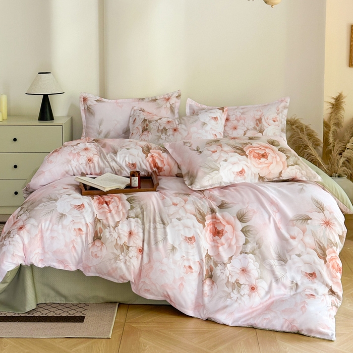 91家纺网 家纺一手货源 找家纺 桔禾家纺 2025新款田园花卉小清新直播加厚植物羊绒四件套高克重磨毛跨境四件套 大量现货 繁花春城