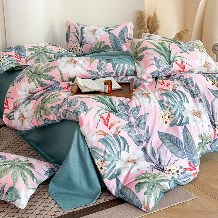 91家纺网 家纺一手货源 找家纺 桔禾家纺 2025新款田园花卉小清新直播加厚植物羊绒四件套高克重磨毛跨境四件套 大量现货 花涧如梦