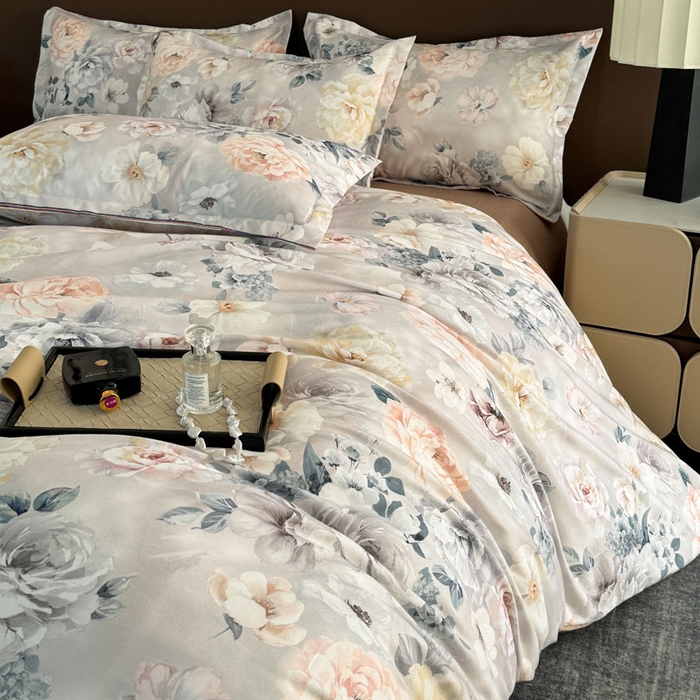 91家纺网 家纺一手货源 找家纺 桔禾家纺 2025新款田园花卉小清新直播加厚植物羊绒四件套高克重磨毛跨境四件套 大量现货 思叶情怀