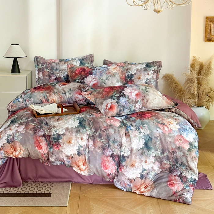 91家纺网 家纺一手货源 找家纺 桔禾家纺 2025新款田园花卉小清新直播加厚植物羊绒四件套高克重磨毛跨境四件套 大量现货 柏林花事