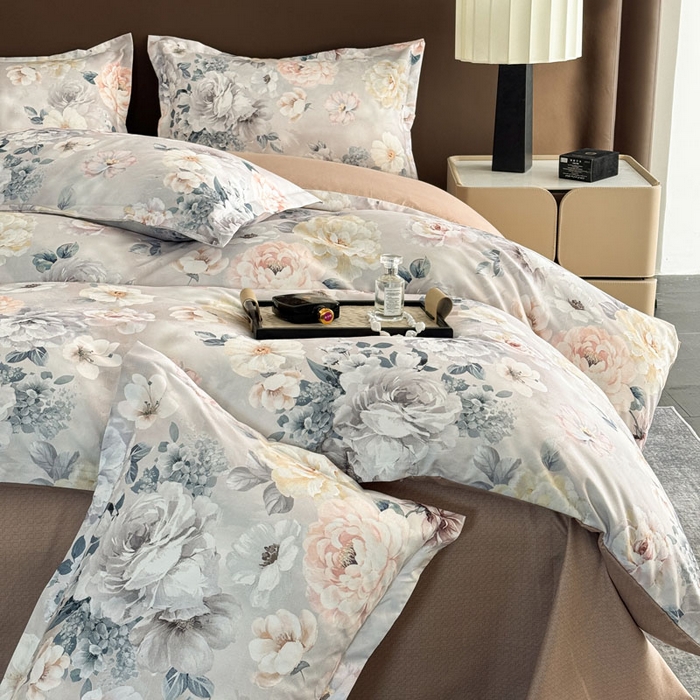 91家纺网 家纺一手货源 找家纺 桔禾家纺 2025新款田园花卉小清新直播加厚植物羊绒四件套高克重磨毛跨境四件套 大量现货 思叶情怀