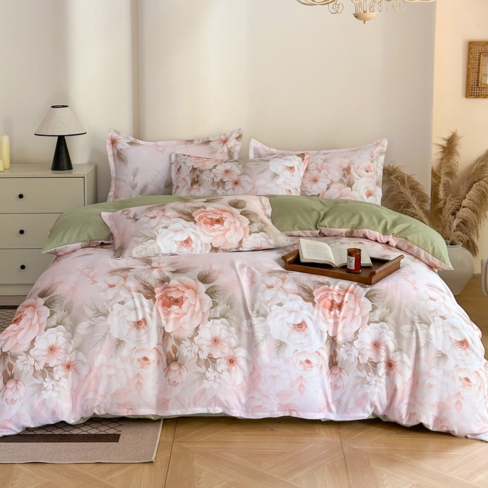 91家纺网 家纺一手货源 找家纺 桔禾家纺 2025新款田园花卉小清新直播加厚植物羊绒四件套高克重磨毛跨境四件套 大量现货 繁花春城