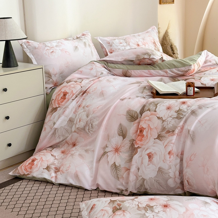 91家纺网 家纺一手货源 找家纺 桔禾家纺 2025新款田园花卉小清新直播加厚植物羊绒四件套高克重磨毛跨境四件套 大量现货 繁花春城