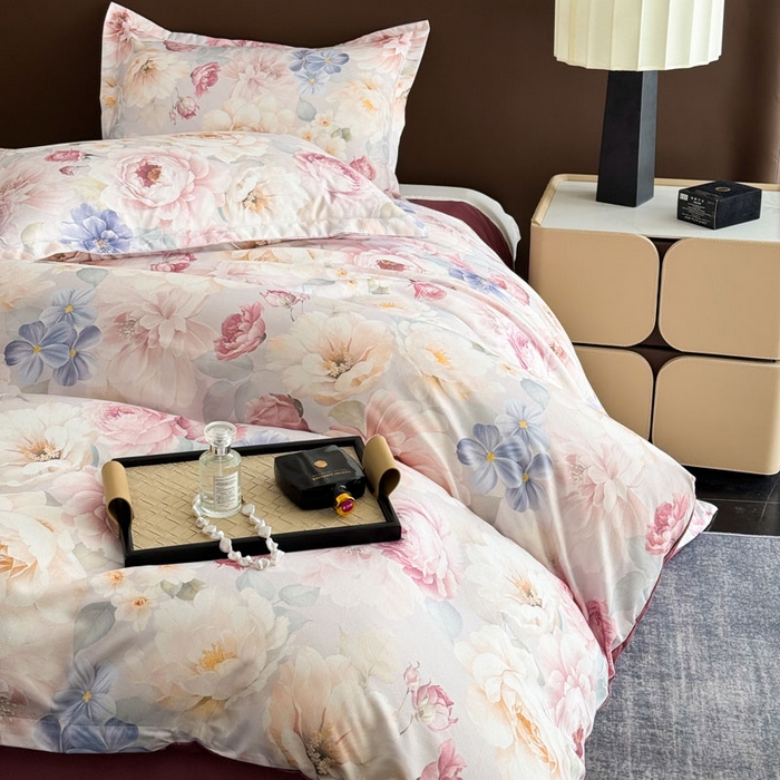 91家纺网 家纺一手货源 找家纺 桔禾家纺 2025新款田园花卉小清新直播加厚植物羊绒四件套高克重磨毛跨境四件套 大量现货 爱在深秋