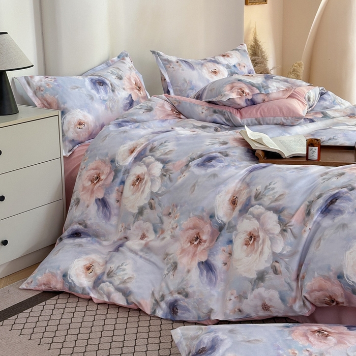 91家纺网 家纺一手货源 找家纺 桔禾家纺 2025新款田园花卉小清新直播加厚植物羊绒四件套高克重磨毛跨境四件套 大量现货 南法牧野