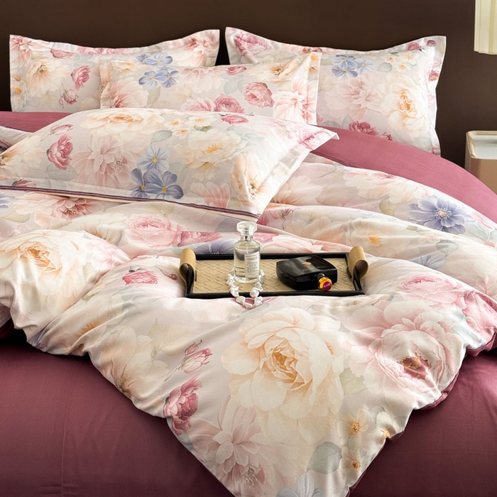 91家纺网 家纺一手货源 找家纺 桔禾家纺 2025新款田园花卉小清新直播加厚植物羊绒四件套高克重磨毛跨境四件套 大量现货 爱在深秋