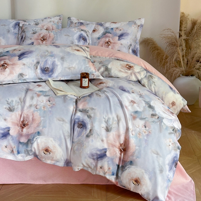 91家纺网 家纺一手货源 找家纺 桔禾家纺 2025新款田园花卉小清新直播加厚植物羊绒四件套高克重磨毛跨境四件套 大量现货 南法牧野