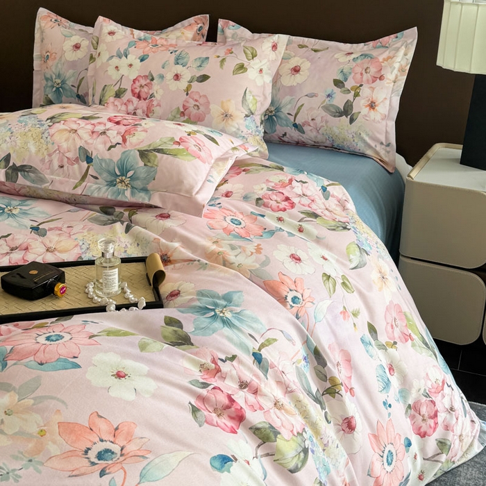 91家纺网 家纺一手货源 找家纺 桔禾家纺 2025新款田园花卉小清新直播加厚植物羊绒四件套高克重磨毛跨境四件套 大量现货 丝意绵绵