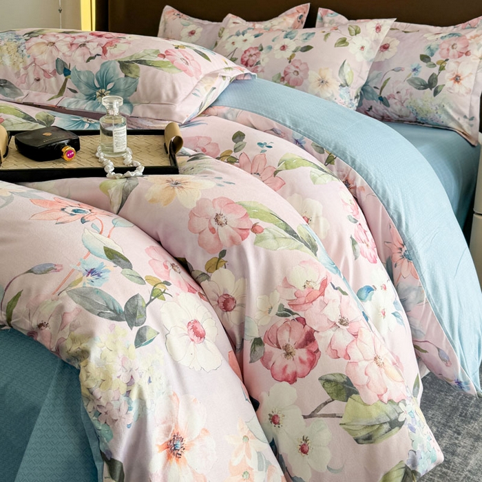 91家纺网 家纺一手货源 找家纺 桔禾家纺 2025新款田园花卉小清新直播加厚植物羊绒四件套高克重磨毛跨境四件套 大量现货 丝意绵绵