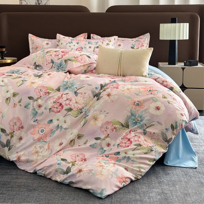 91家纺网 家纺一手货源 找家纺 桔禾家纺 2025新款田园花卉小清新直播加厚植物羊绒四件套高克重磨毛跨境四件套 大量现货 丝意绵绵