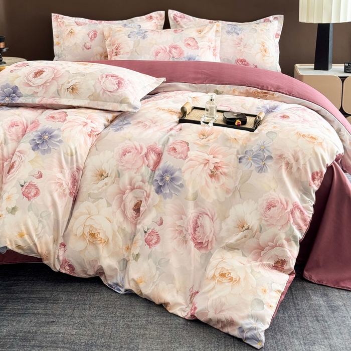 91家纺网 家纺一手货源 找家纺 桔禾家纺 2025新款田园花卉小清新直播加厚植物羊绒四件套高克重磨毛跨境四件套 大量现货 爱在深秋