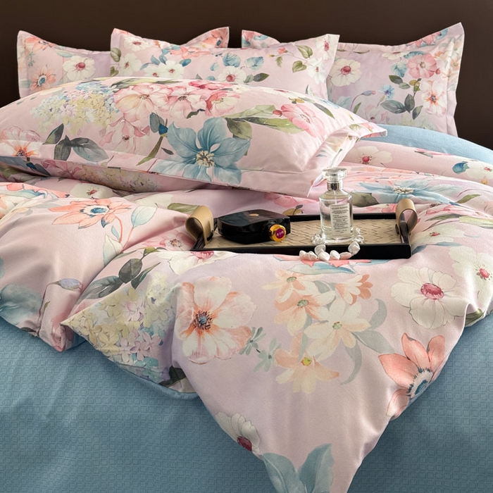 91家纺网 家纺一手货源 找家纺 桔禾家纺 2025新款田园花卉小清新直播加厚植物羊绒四件套高克重磨毛跨境四件套 大量现货 丝意绵绵