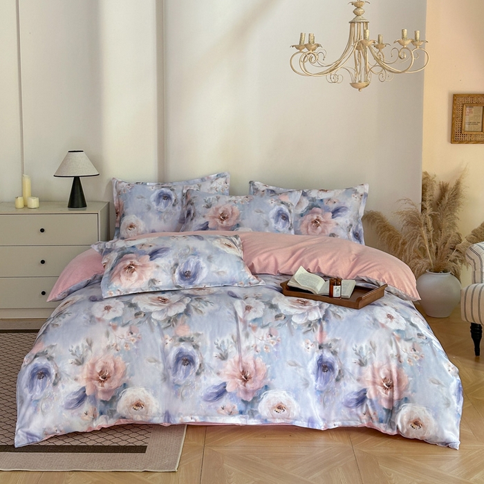 91家纺网 家纺一手货源 找家纺 桔禾家纺 2025新款田园花卉小清新直播加厚植物羊绒四件套高克重磨毛跨境四件套 大量现货 南法牧野