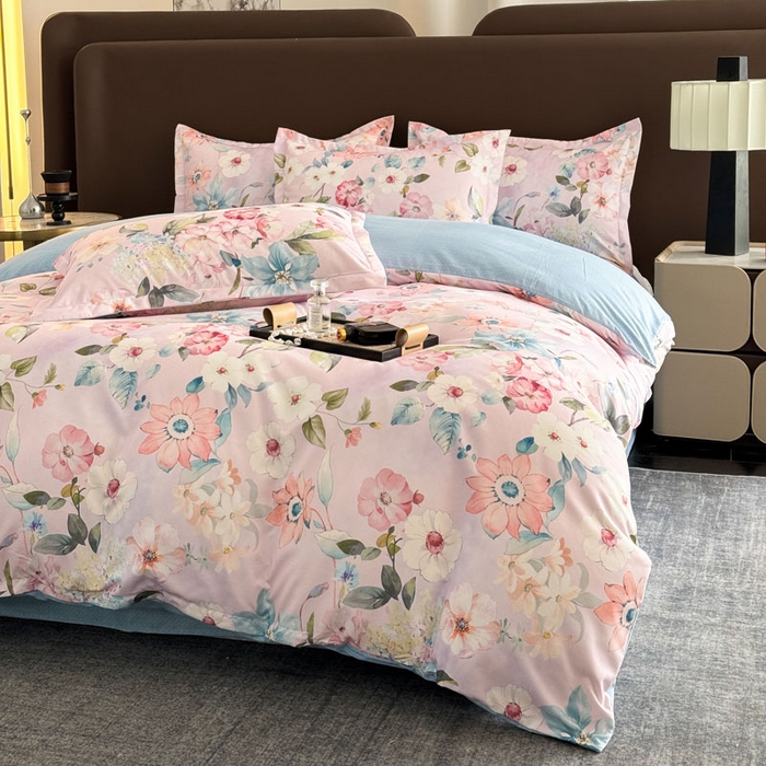 91家纺网 家纺一手货源 找家纺 桔禾家纺 2025新款田园花卉小清新直播加厚植物羊绒四件套高克重磨毛跨境四件套 大量现货 丝意绵绵