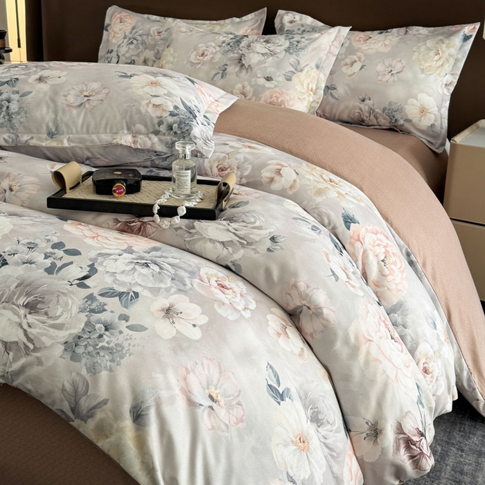 91家纺网 家纺一手货源 找家纺 桔禾家纺 2025新款田园花卉小清新直播加厚植物羊绒四件套高克重磨毛跨境四件套 大量现货 思叶情怀