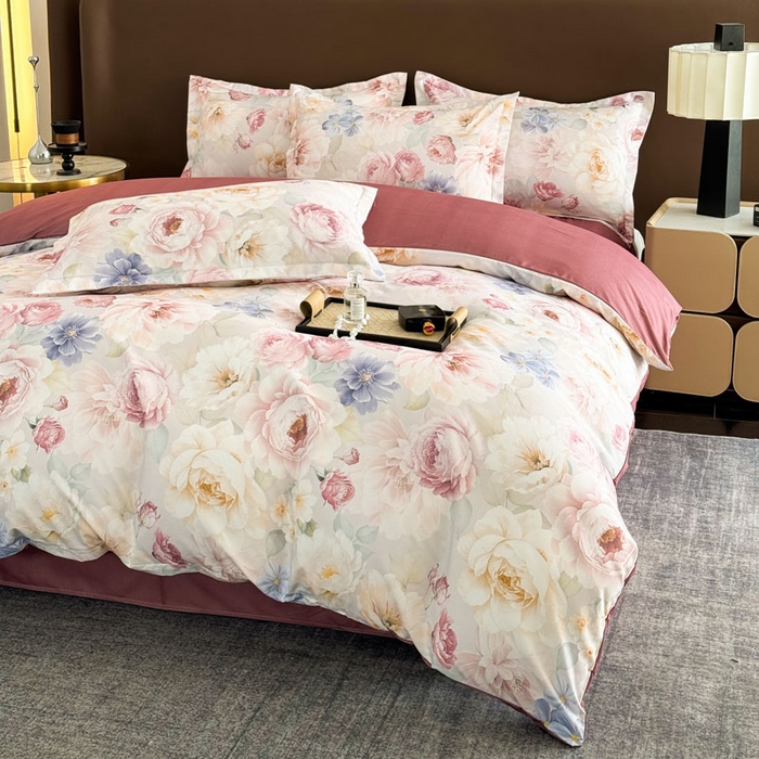 91家纺网 家纺一手货源 找家纺 桔禾家纺 2025新款田园花卉小清新直播加厚植物羊绒四件套高克重磨毛跨境四件套 大量现货 爱在深秋