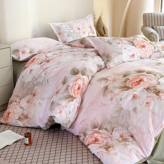 91家纺网 家纺一手货源 找家纺 桔禾家纺 2025新款田园花卉小清新直播加厚植物羊绒四件套高克重磨毛跨境四件套 大量现货 繁花春城