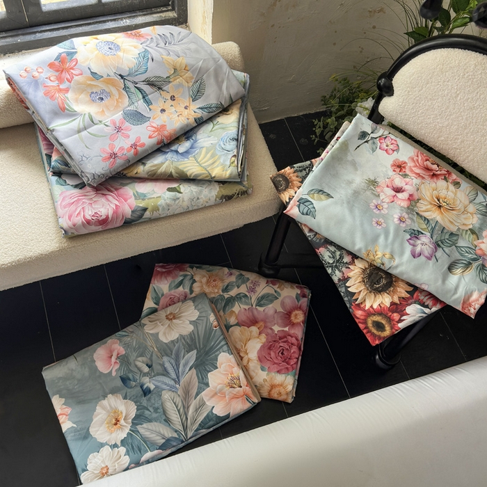 91家纺网 家纺一手货源 找家纺 桔禾家纺 2025新款田园花卉小清新直播加厚植物羊绒四件套高克重磨毛跨境四件套 大量现货 组合