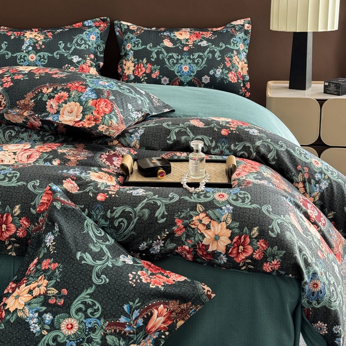 91家纺网 家纺一手货源 找家纺 桔禾家纺 2025新款田园花卉小清新直播加厚植物羊绒四件套高克重磨毛跨境四件套 大量现货 漫花语梦