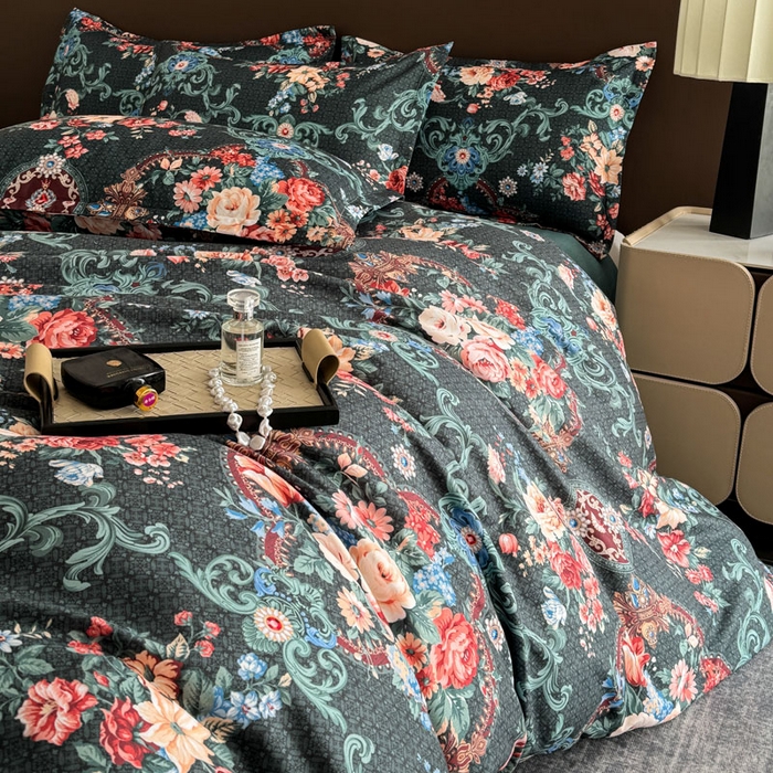 91家纺网 家纺一手货源 找家纺 桔禾家纺 2025新款田园花卉小清新直播加厚植物羊绒四件套高克重磨毛跨境四件套 大量现货 漫花语梦