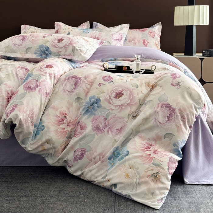 91家纺网 家纺一手货源 找家纺 桔禾家纺 2025新款田园花卉小清新直播加厚植物羊绒四件套高克重磨毛跨境四件套 大量现货 暗香浮动