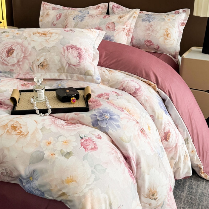 91家纺网 家纺一手货源 找家纺 桔禾家纺 2025新款田园花卉小清新直播加厚植物羊绒四件套高克重磨毛跨境四件套 大量现货 爱在深秋