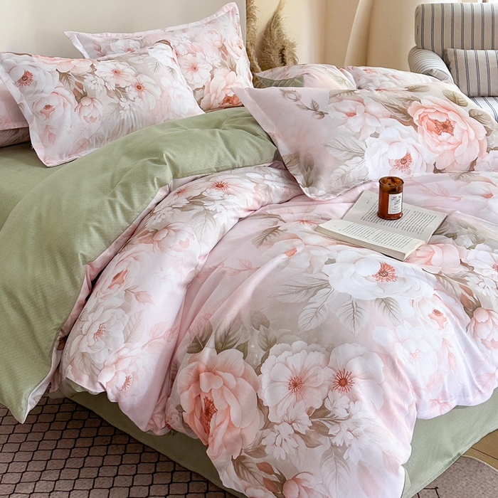 91家纺网 家纺一手货源 找家纺 桔禾家纺 2025新款田园花卉小清新直播加厚植物羊绒四件套高克重磨毛跨境四件套 大量现货 繁花春城