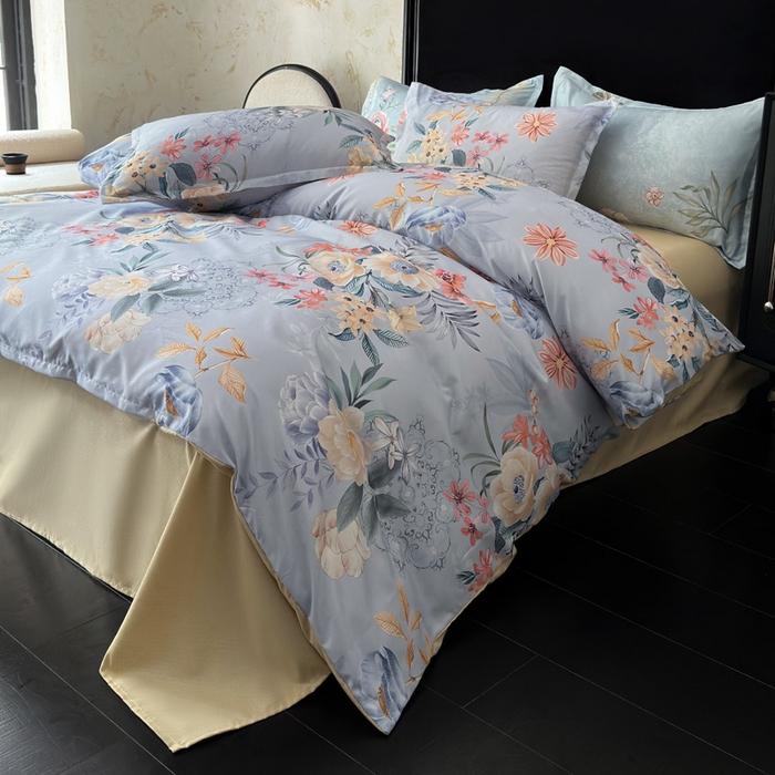 91家纺网 家纺一手货源 找家纺 桔禾家纺 2025新款田园花卉小清新直播加厚植物羊绒四件套高克重磨毛跨境四件套 大量现货 花开倾城