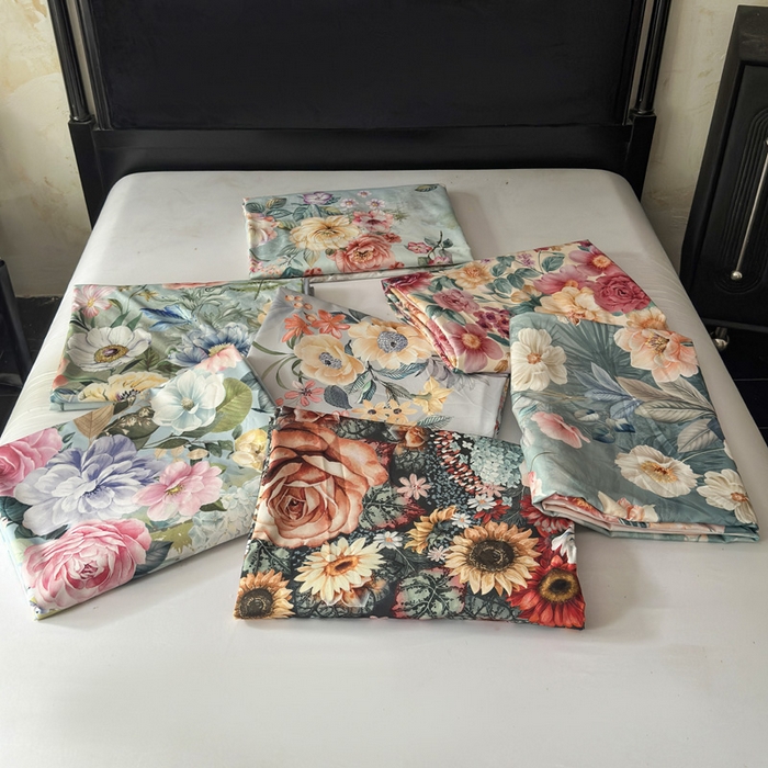 91家纺网 家纺一手货源 找家纺 桔禾家纺 2025新款田园花卉小清新直播加厚植物羊绒四件套高克重磨毛跨境四件套 大量现货 组合