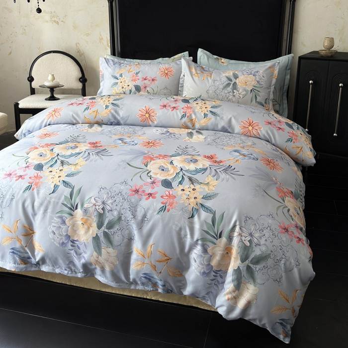 91家纺网 家纺一手货源 找家纺 桔禾家纺 2025新款田园花卉小清新直播加厚植物羊绒四件套高克重磨毛跨境四件套 大量现货 花开倾城