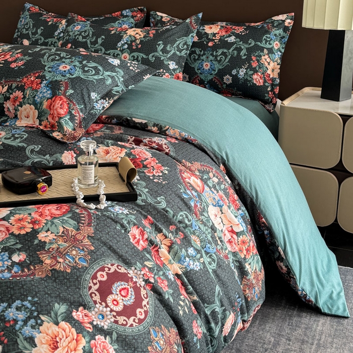 91家纺网 家纺一手货源 找家纺 桔禾家纺 2025新款田园花卉小清新直播加厚植物羊绒四件套高克重磨毛跨境四件套 大量现货 漫花语梦