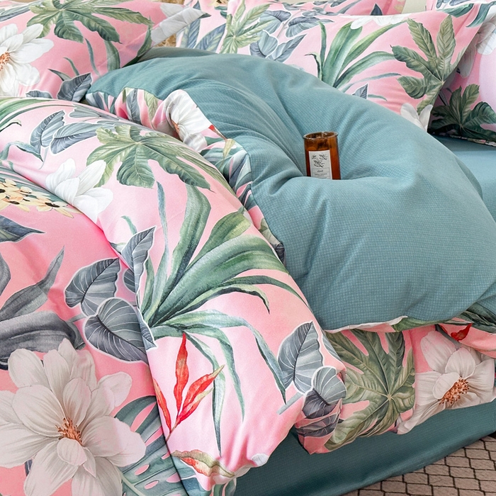 91家纺网 家纺一手货源 找家纺 桔禾家纺 2025新款田园花卉小清新直播加厚植物羊绒四件套高克重磨毛跨境四件套 大量现货 花涧如梦