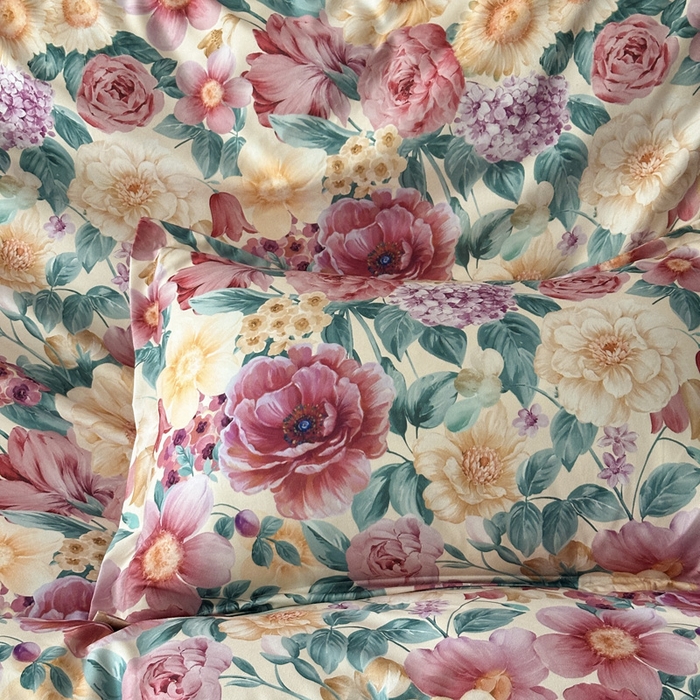 91家纺网 家纺一手货源 找家纺 桔禾家纺 2025新款田园花卉小清新直播加厚植物羊绒四件套高克重磨毛跨境四件套 大量现货 盛世牡丹