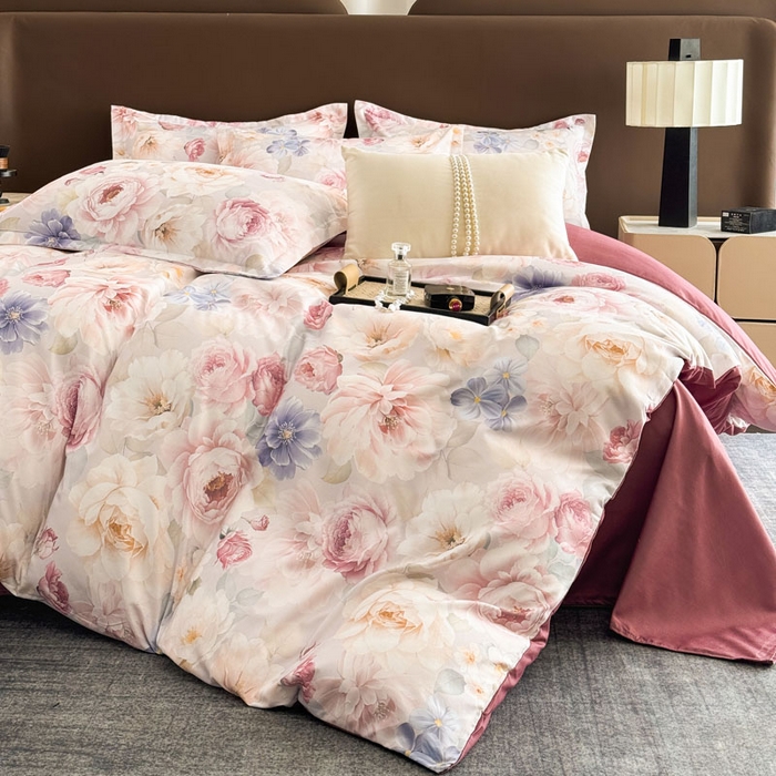 91家纺网 家纺一手货源 找家纺 桔禾家纺 2025新款田园花卉小清新直播加厚植物羊绒四件套高克重磨毛跨境四件套 大量现货 爱在深秋