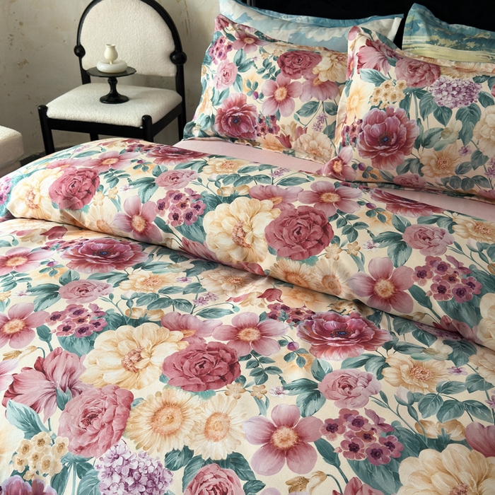 91家纺网 家纺一手货源 找家纺 桔禾家纺 2025新款田园花卉小清新直播加厚植物羊绒四件套高克重磨毛跨境四件套 大量现货 盛世牡丹