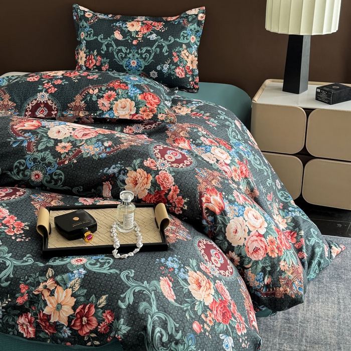 91家纺网 家纺一手货源 找家纺 桔禾家纺 2025新款田园花卉小清新直播加厚植物羊绒四件套高克重磨毛跨境四件套 大量现货 漫花语梦