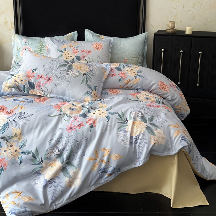 91家纺网 家纺一手货源 找家纺 桔禾家纺 2025新款田园花卉小清新直播加厚植物羊绒四件套高克重磨毛跨境四件套 大量现货 花开倾城