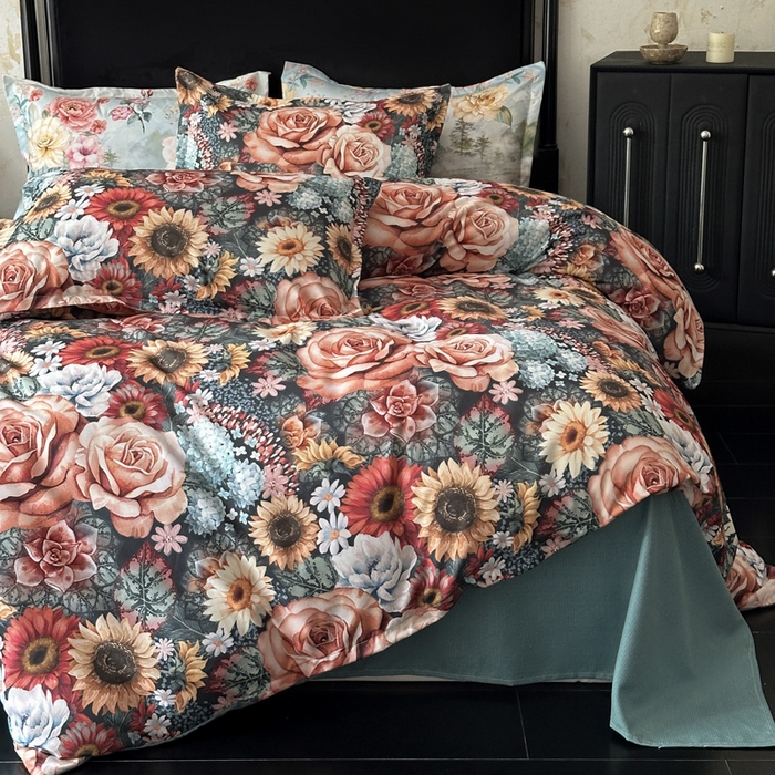 91家纺网 家纺一手货源 找家纺 桔禾家纺 2025新款田园花卉小清新直播加厚植物羊绒四件套高克重磨毛跨境四件套 大量现货 向阳花开