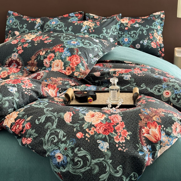 91家纺网 家纺一手货源 找家纺 桔禾家纺 2025新款田园花卉小清新直播加厚植物羊绒四件套高克重磨毛跨境四件套 大量现货 漫花语梦